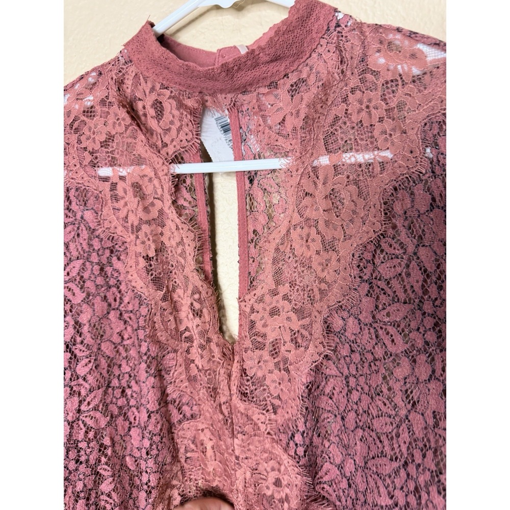 NWT'S Free People Tell Tale Lace Tunic Mini Dress Dusty Mauve Pink - Picture 6 of 11